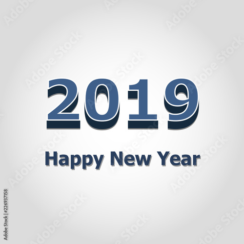 2019 Happy New Year on gray background