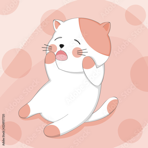 Cartoon cute cat sleepy sketch animal character