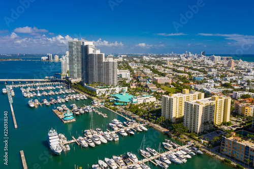 Scenic Miami Beach Marina boats and buildings © Felix Mizioznikov