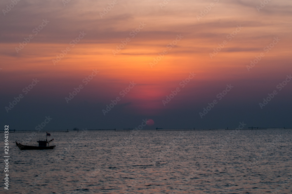 Beautiful red sunset over the ocean