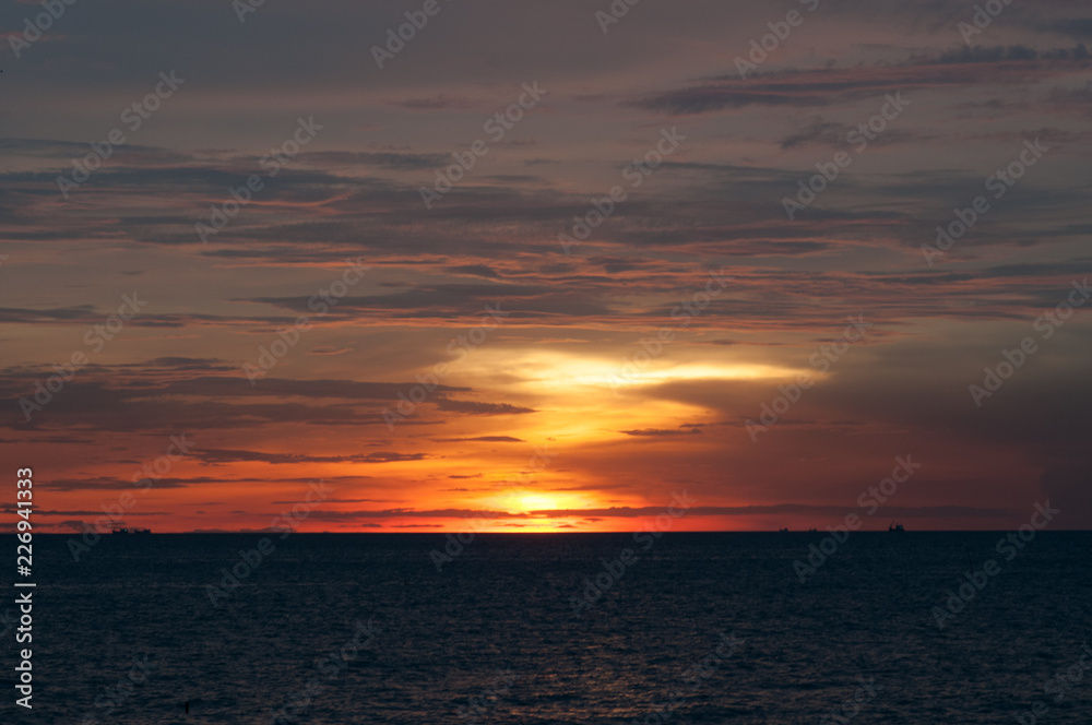Beautiful red sunset over the ocean