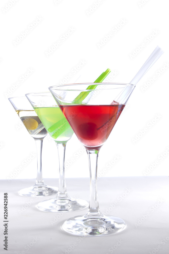 Set of multi-colored cocktails Set of multi-colored cocktails