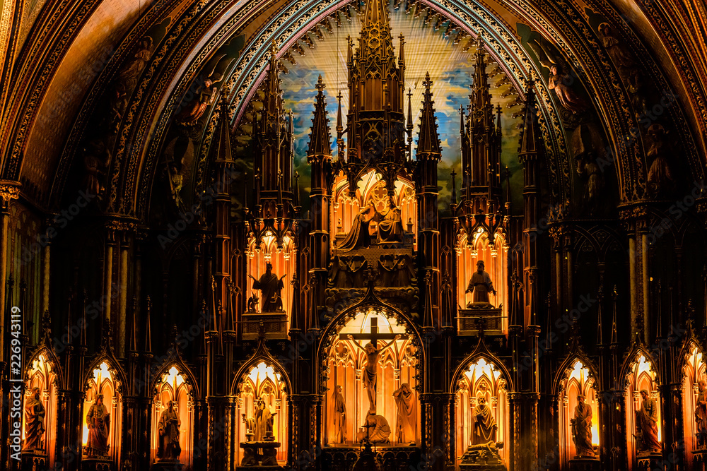MONTREAL, QUEBEC, CANADA - MAY 21, 2018: Interior Of Notre-Dame De Quebec Basilica-Cathedral; Quebec City, Quebec