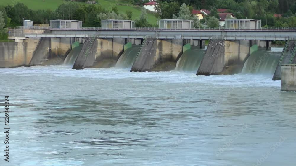 Spillway of the Passau-Ingling hydroelectric dam in Passau, Bayern, Germany Spillway of the Passau-Ingling hydroelectric dam in Passau, Bayern, Germany