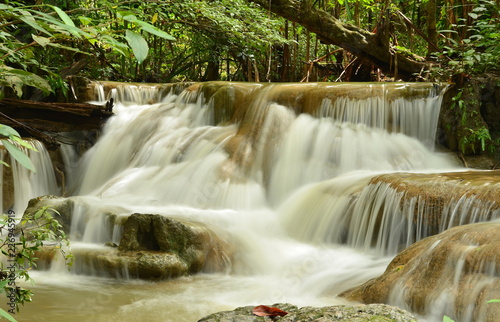 Scenic view of waterfall in the rainforest (never boring),erawan waterfall national park,kanchanaburi,thailand. 