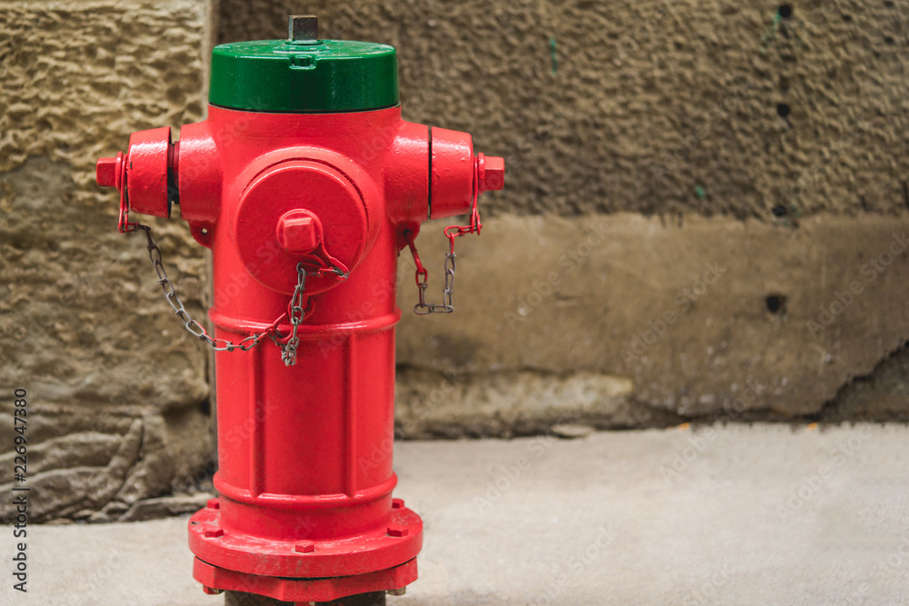 Fire hydrant. red fire pump