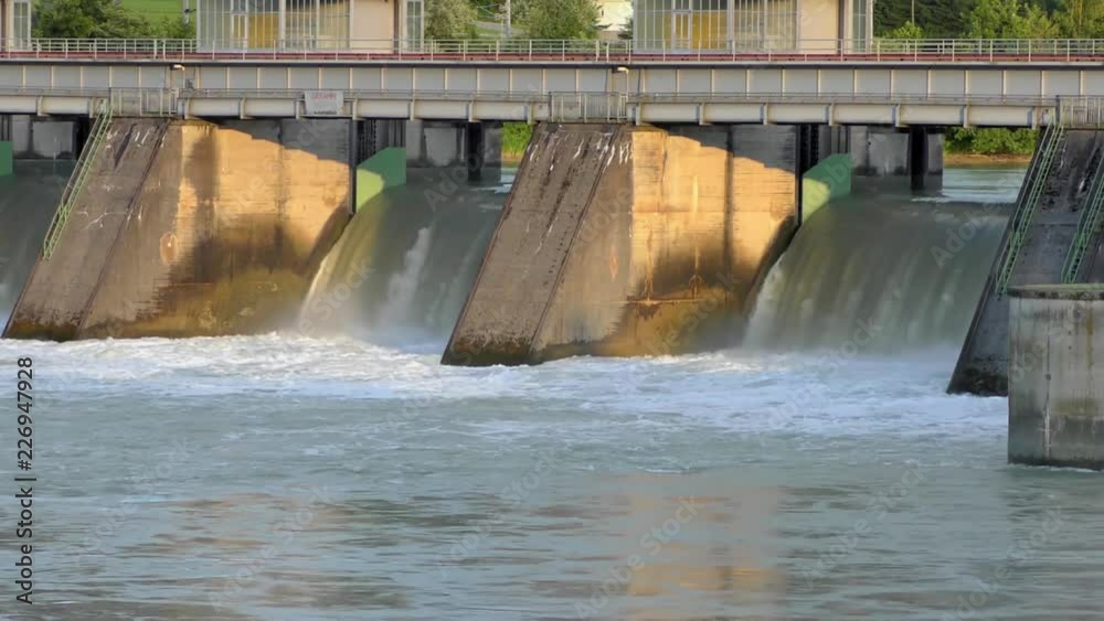 Spillway of the Passau-Ingling hydroelectric dam in Passau, Bayern, Germany Spillway of the Passau-Ingling hydroelectric dam in Passau, Bayern, Germany