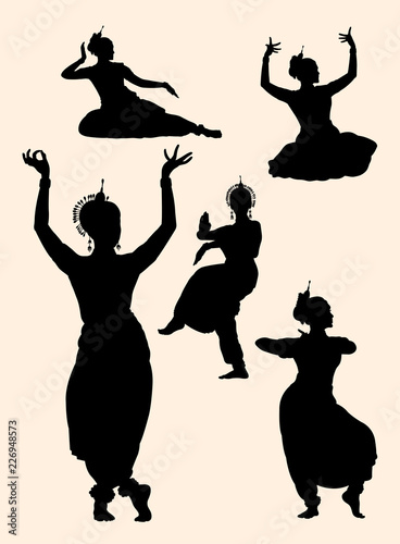 Indian dancer silhouette 01. Good use for symbol, logo, web icon, mascot, sign, or any design you want. photo