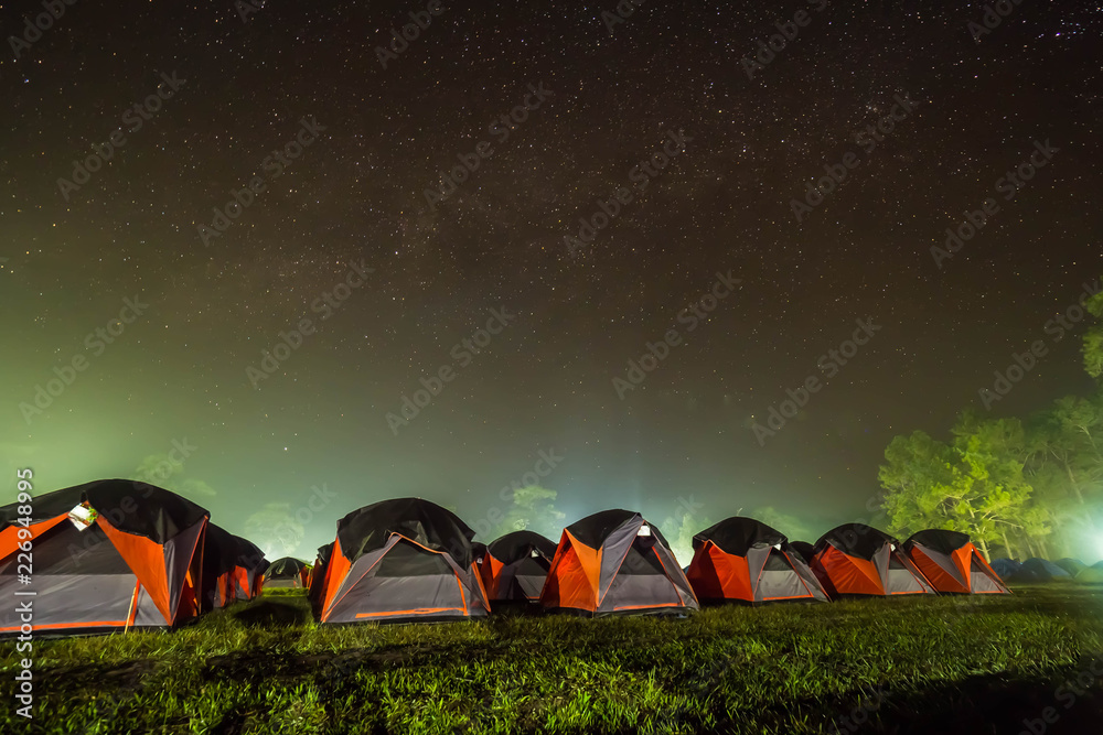 Night sky with camping.