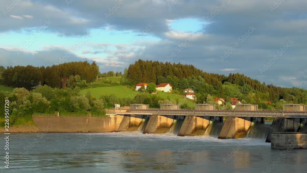 Spillway of the Passau-Ingling hydroelectric dam in Passau, Bayern, Germany Spillway of the Passau-Ingling hydroelectric dam in Passau, Bayern, Germany