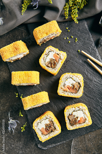 Hot Crispy Deep Fried Sushi Rolls