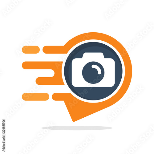 Vector illustration icons with the concept of informative & responsive service for accessing location information for shooting photos.