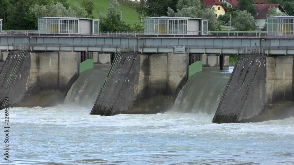 Spillway of the Passau-Ingling hydroelectric dam in Passau, Bayern, Germany Spillway of the Passau-Ingling hydroelectric dam in Passau, Bayern, Germany