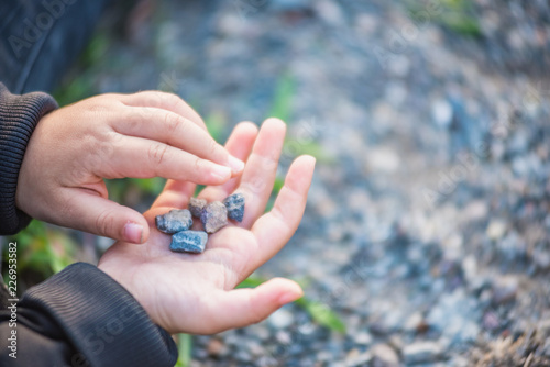 Close view of little girl hands while playing