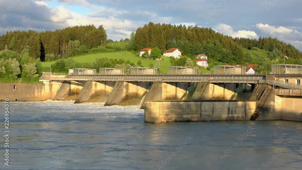 Spillway of the Passau-Ingling hydroelectric dam in Passau, Bayern, Germany Spillway of the Passau-Ingling hydroelectric dam in Passau, Bayern, Germany