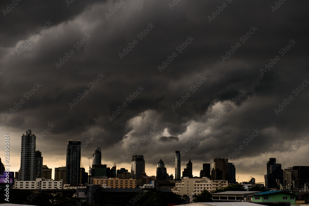 Abstract dark Storm Clouds background above bangkok city, THAILAND. Abstract dark Storm Clouds background above bangkok city, THAILAND.