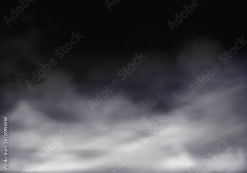 Fotomurale Vector 3d realistic illustration of fog, grey mist or cigarette smoke