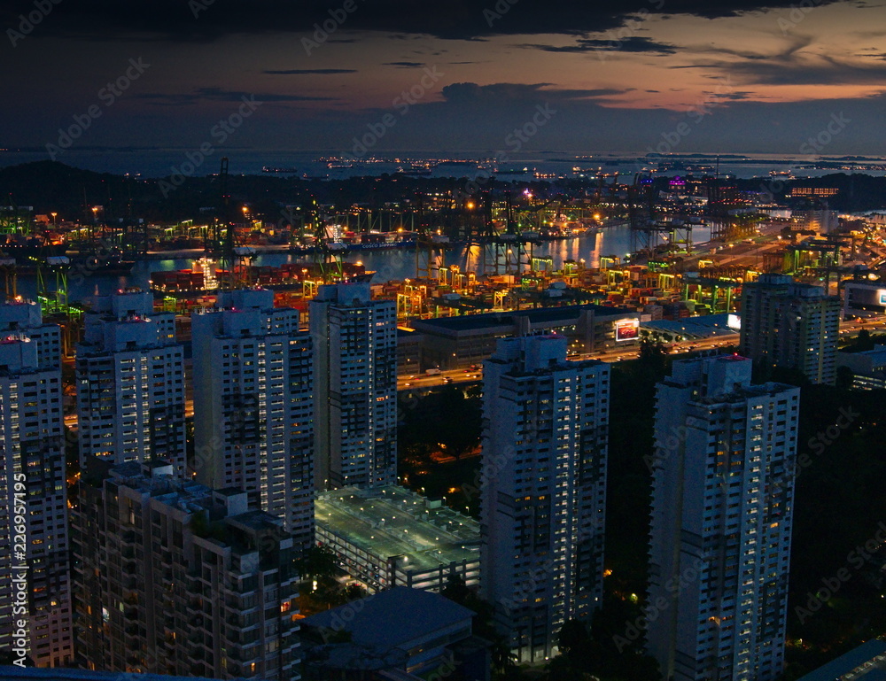 Obraz premium Cityview of Singapore at blue hour