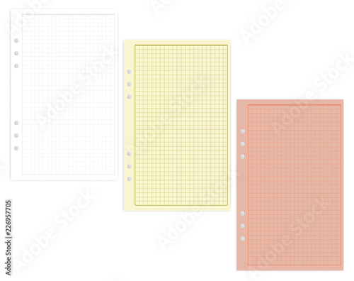 Hole punched colored filler paper junior legal size for ring binder
