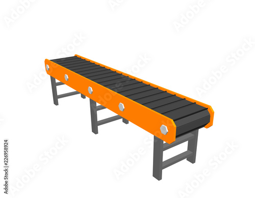 Empty conveyor belt. Isolated on white background. 3d Vector illustration.