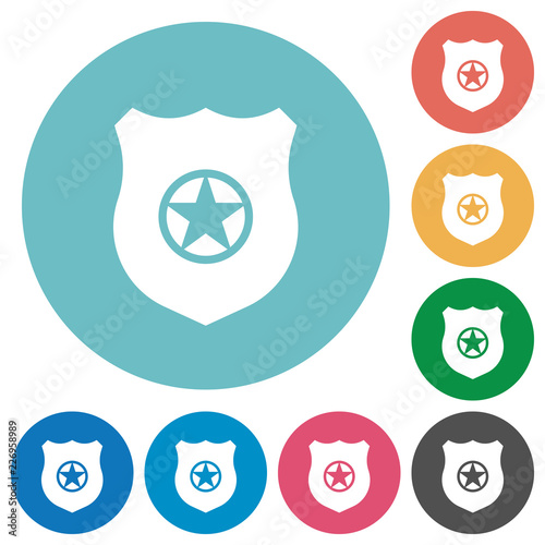 Police badge flat round icons