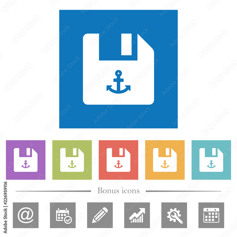 Link file flat white icons in square backgrounds Link file flat white icons in square backgrounds