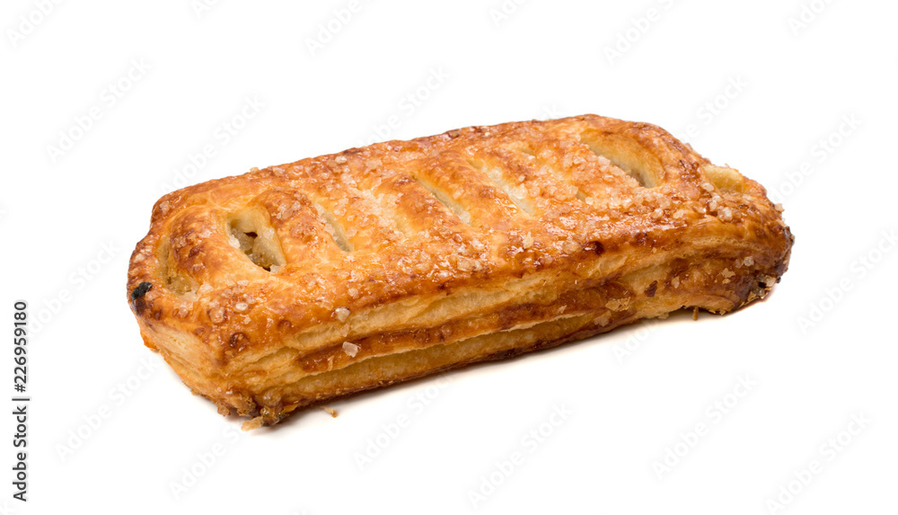 Sweet braided puff pastry isolated or pate feuilletee