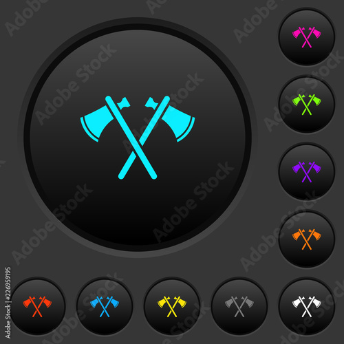 Two tomahawks dark push buttons with color icons