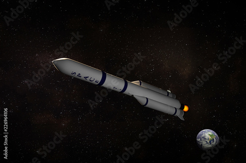rocket about to leave earth into the unknown   elements of this image furnished by NASA  3D rendering