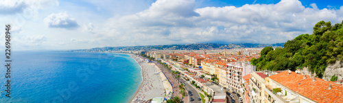 Beautiful view from above on sea and Promenade des Anglais, Nice, France