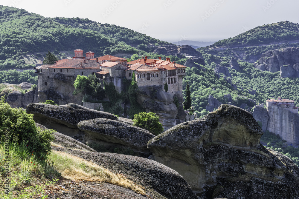 Orthodox monastery on a mountain slope Orthodox monastery on a mountain slope