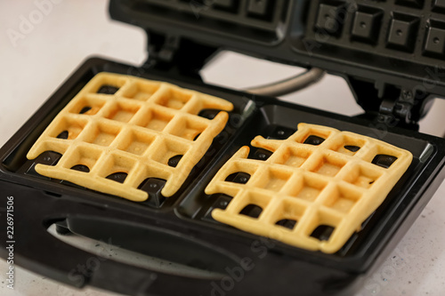 Freshly baked golden waffle...