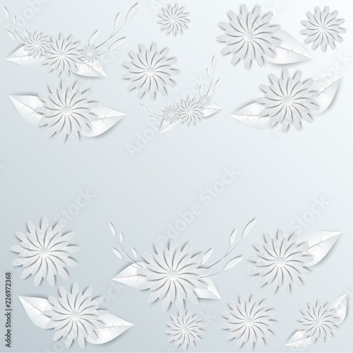 Paper flowers Set isolated Vector illustration.