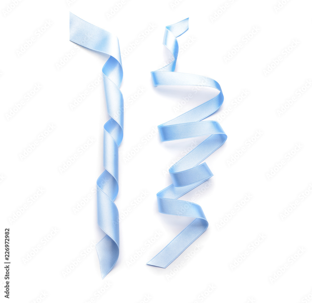 Beautiful blue ribbons on white background Beautiful blue ribbons on white background