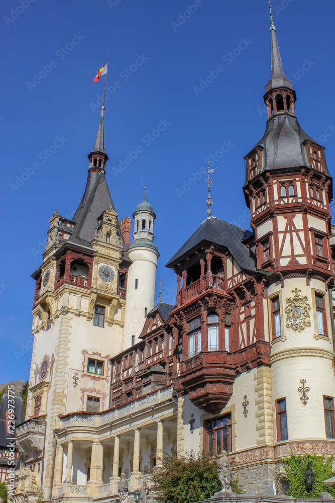 Peles Castle in Sinaia, Carpathian mountains, Brasov region, Romania Peles Castle in Sinaia, Carpathian mountains, Brasov region, Romania