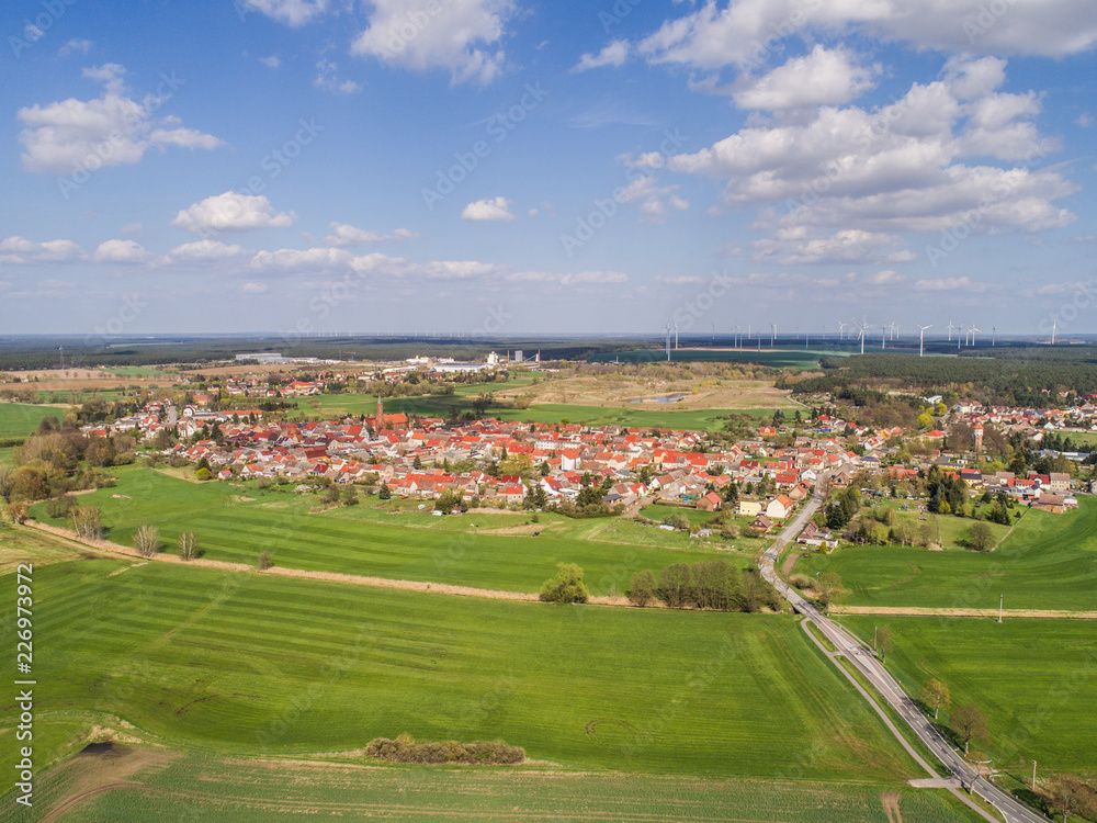 Town of Niemegk, Brandenburg, Germany - aerial view 