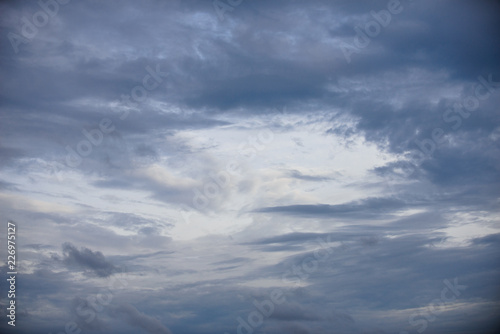 Rain clouds forming with blue sky background