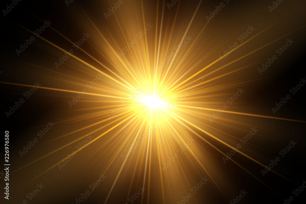 Glow light effect. Star burst with sparkles. Sun.