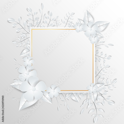Speech frame with white cut out paper flowers