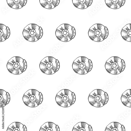 brake disk seamless pattern isolated on white background