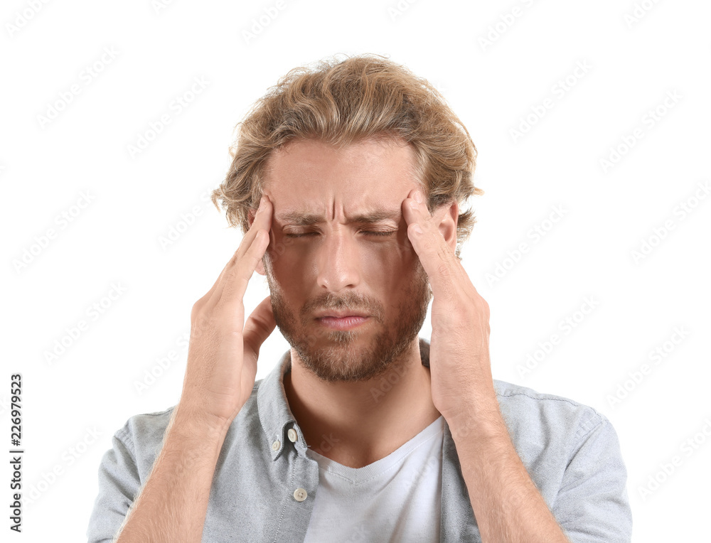 Portrait of stressed man on white background Portrait of stressed man on white background