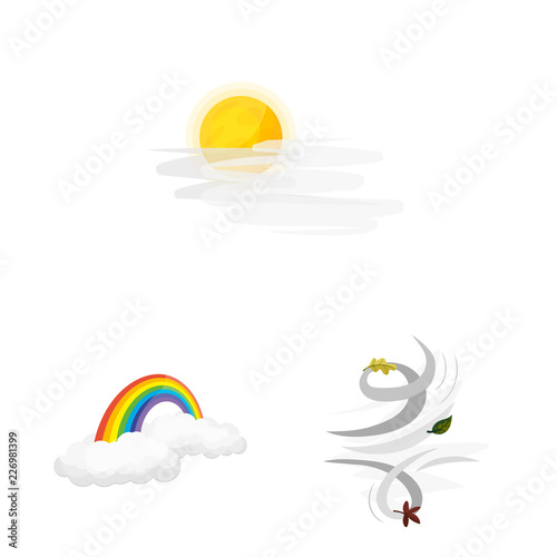 Vector design of weather and climate symbol. Set of weather and cloud stock vector illustration.