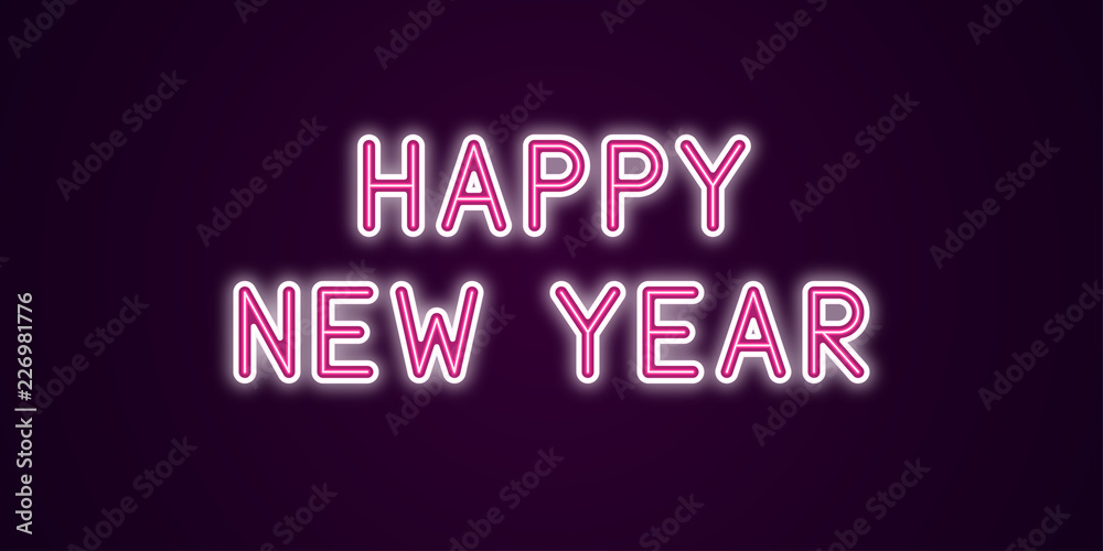 Neon festive inscription for Happy New Year