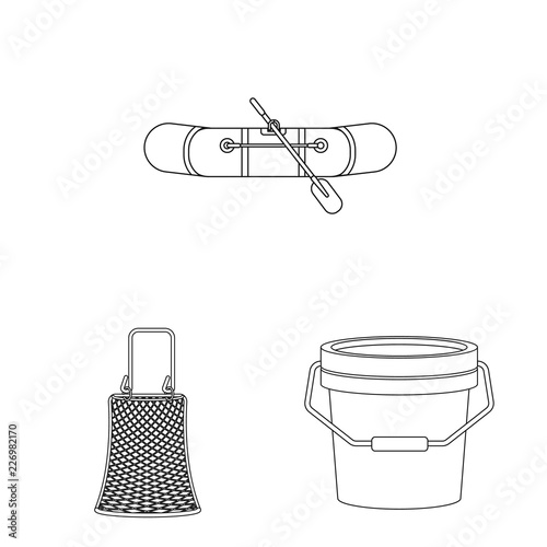 Isolated object of fish and fishing logo. Collection of fish and equipment stock symbol for web.