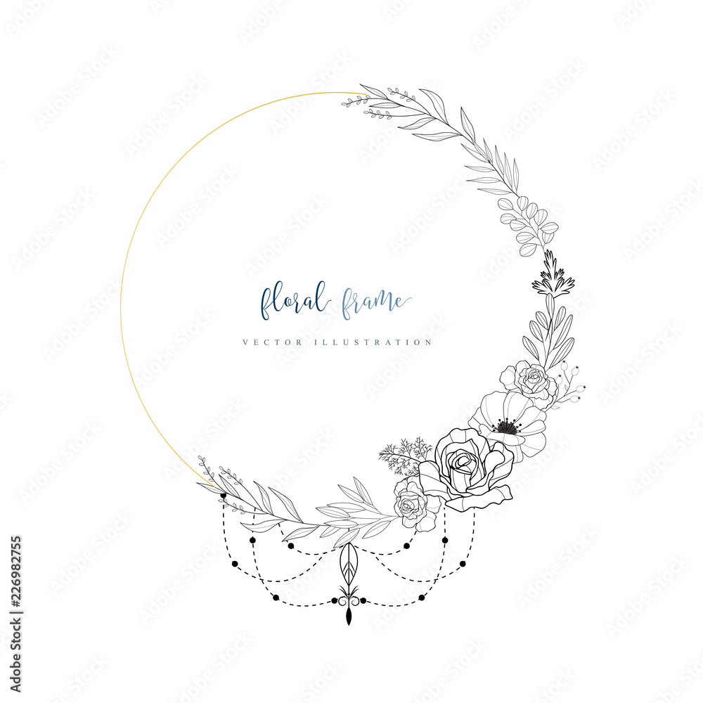 Obraz premium hand drawn floral frame