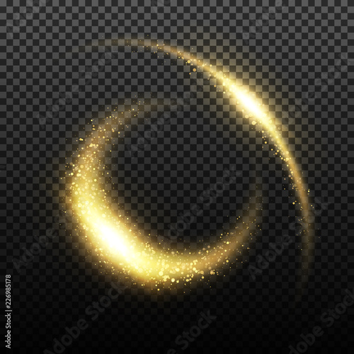 Gold glittering stardust lights. Illustration isolated on transparent background. Graphic concept for your design