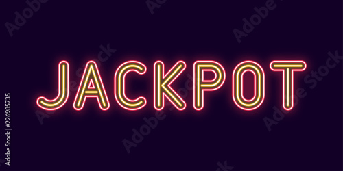 Neon inscription of Jackpot. Vector illustration