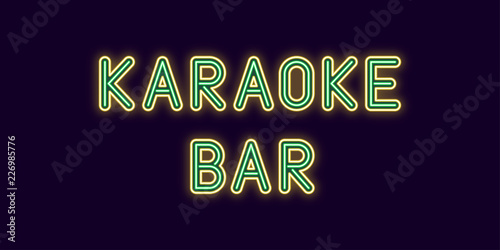 Neon inscription of Karaoke bar. Vector