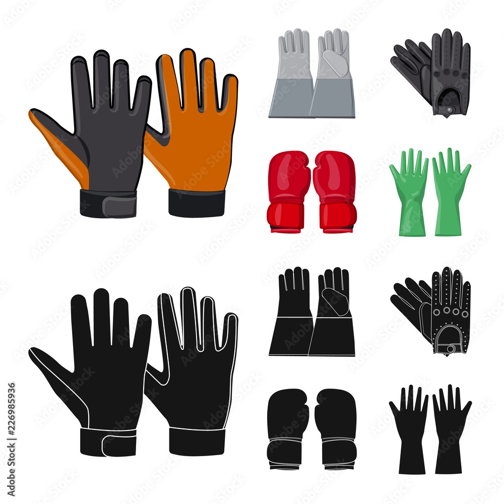 Vector illustration of glove and winter sign. Set of glove and equipment stock vector illustration. Vector illustration of glove and winter sign. Set of glove and equipment stock vector illustration.