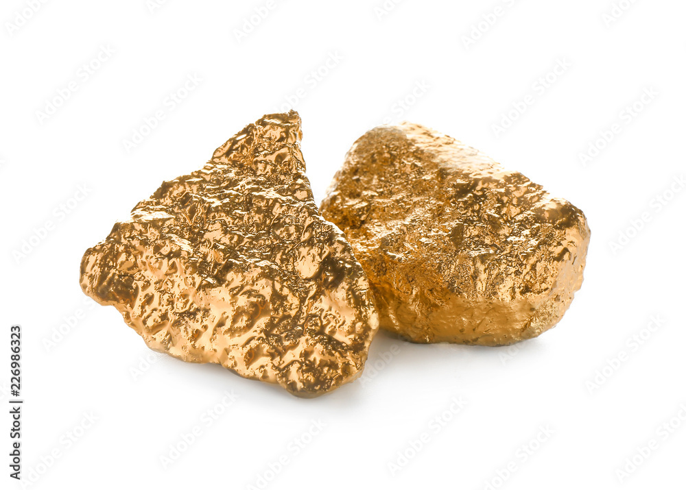 Gold nuggets on white background Gold nuggets on white background